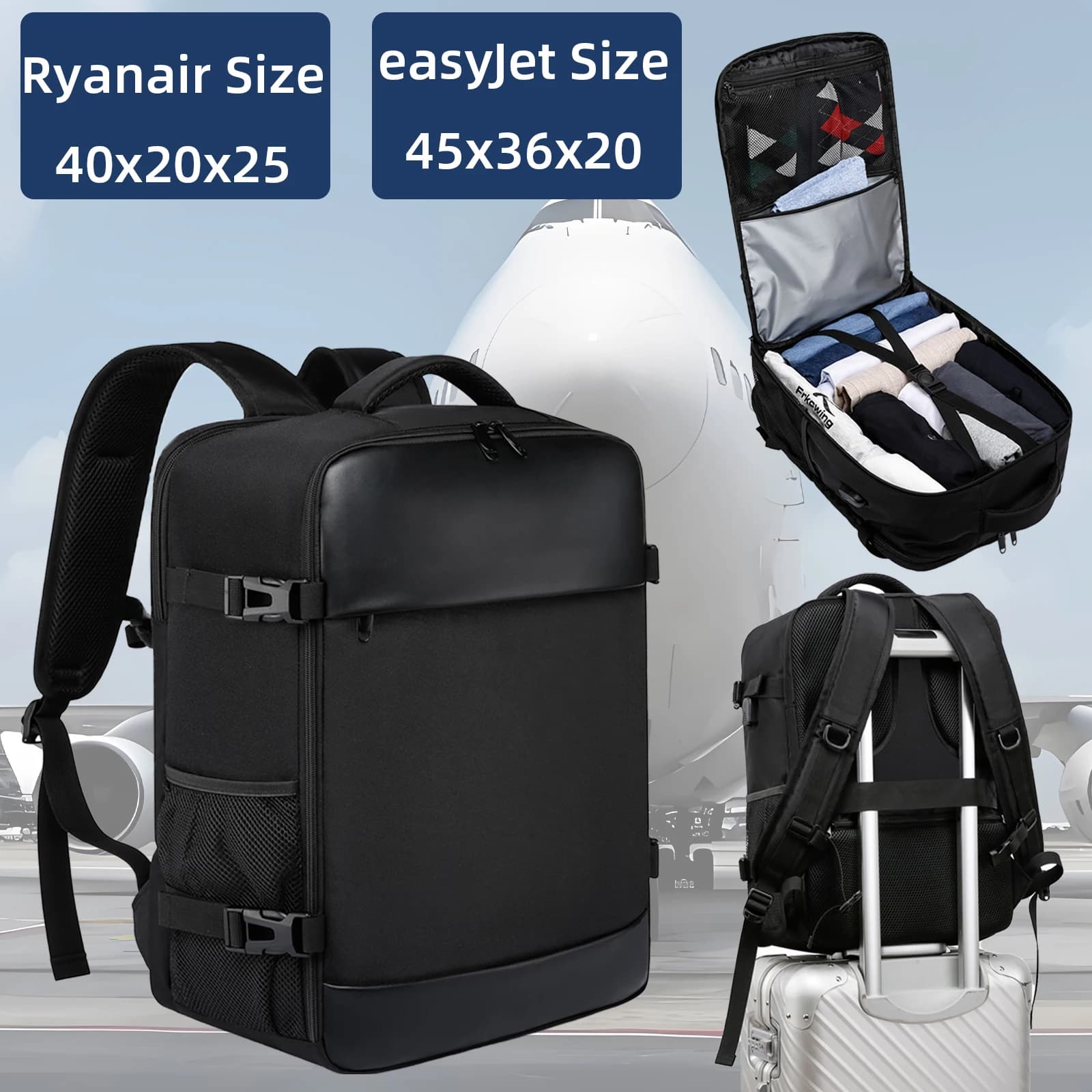 Zaino da Viaggio Unisex per Laptop 40x20x25 Ryanair e 45x36x20 Easyjet, Zaino da Viaggio Outdoor, Zaino per Studenti e Scuola