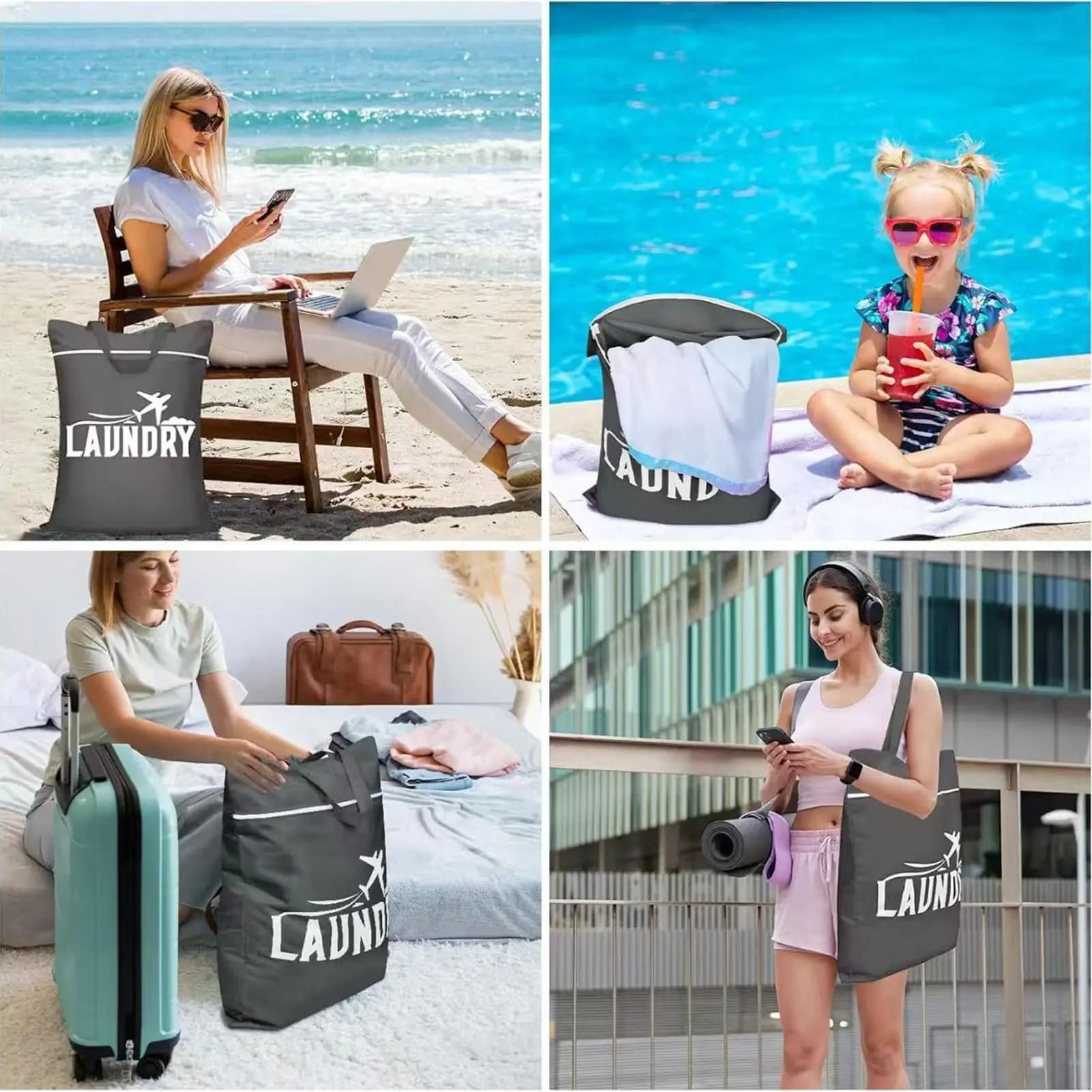 Travel Laundry Bag Waterproof Wet Bag Foldable Portable Clothes Organizer for Dorm Bathing Packing Gym Swim Yoga Outdoor Camping