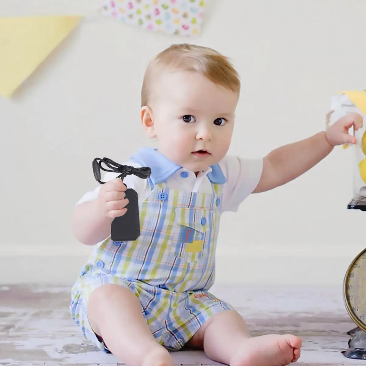 1 pz. Collana da masticare morbida e resistente a forma di targhetta identificativa per cani, grigia, per l'allenamento dei molari del bambino, per alleviare la dentizione, ciondolo indossabile per bambini autistici