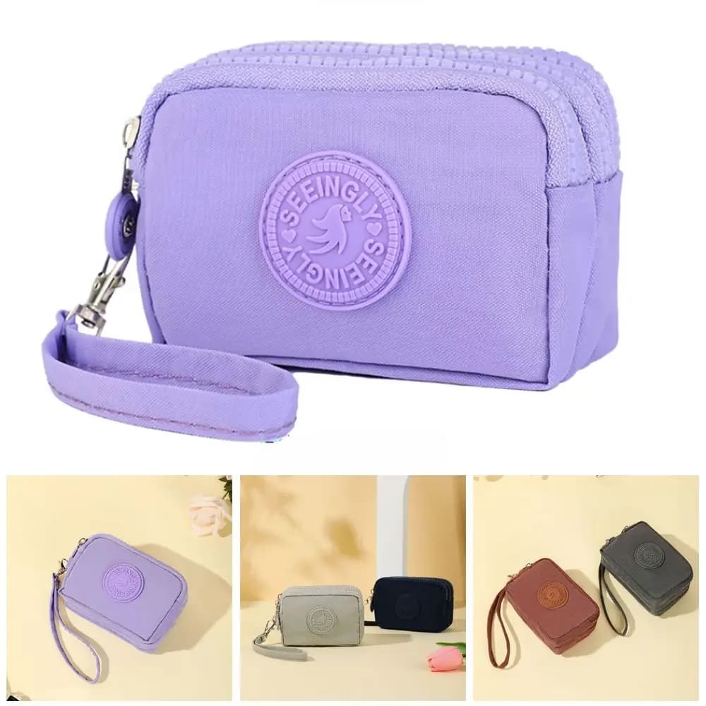 Universal Card Holder Wallet Three Layers Waterproof Wallet with Hinge Banking ID Credit Card Keys Earphone