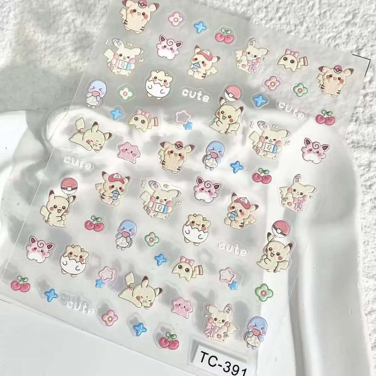 New Pikachu Relief Sticker Pokémon Anime Peripheral Cartoon Cute Creativity 3D Stereo Nail Stickers Diy Journal Cup Decal Gifts