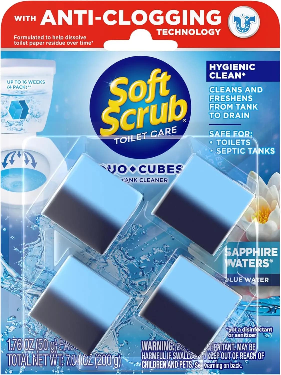 Cubi Detergenti per WC a Lunga Durata, Profumo Fresco, Confezione da 4 per Facile Pulizia del Serbatoio e Rimozione delle Macchie