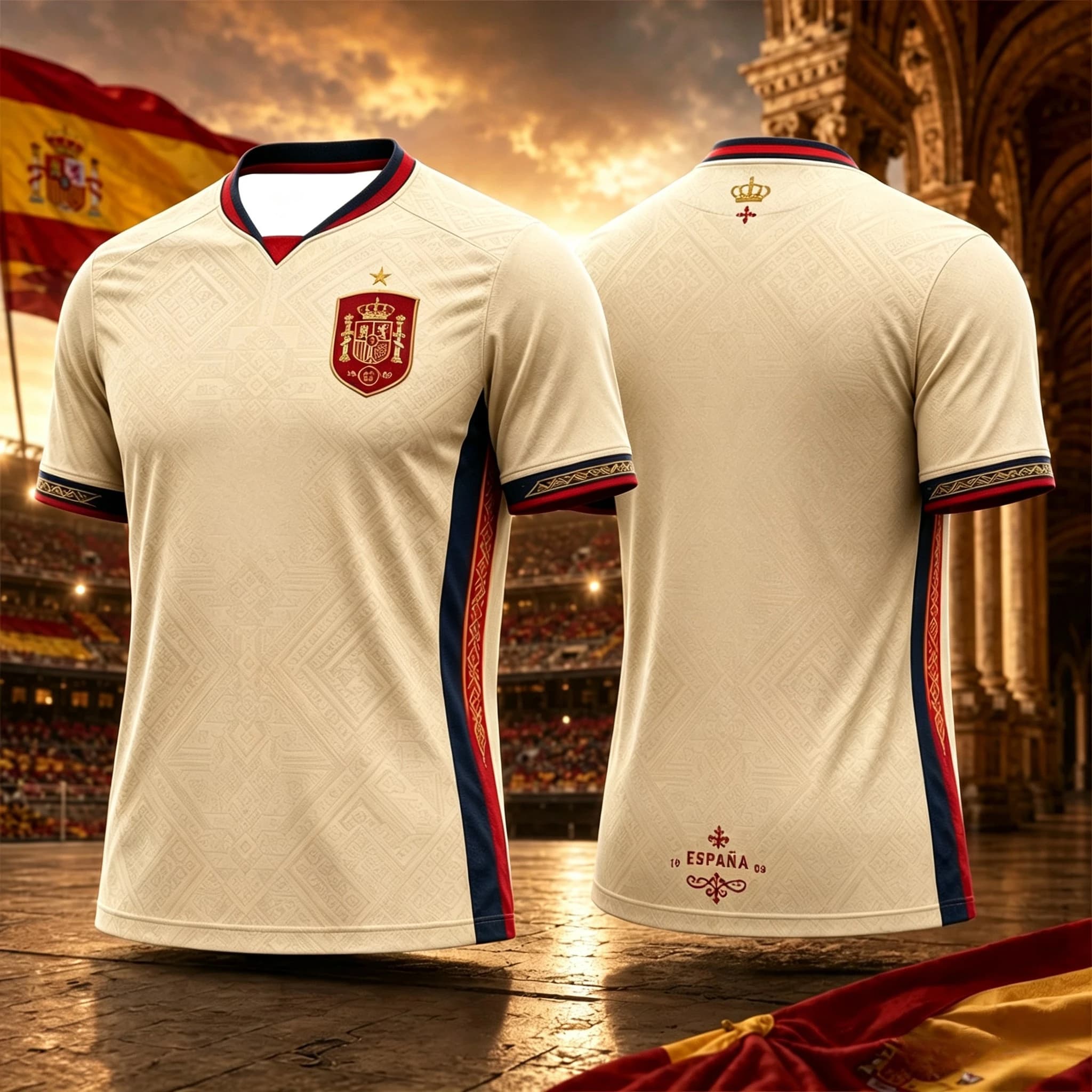2026 Spain Football Jersey T-shirt Men's and Women Summer Sports Shirt Breathable Quick Drying Family Matching Clothing Tee