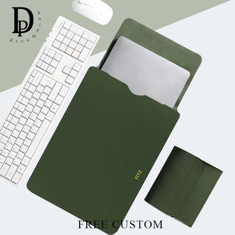 Custodia protettiva per laptop da lavoro in pelle PU con nome personalizzato Borsa protettiva impermeabile per tablet da 11 pollici Borsa per laptop da 12 13 14 15 pollici di lusso