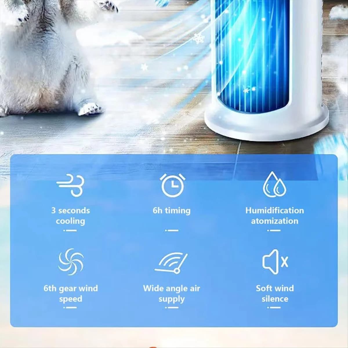 AB06 Ventilatore da tavolo multifunzionale Mini dispositivo di raffreddamento evaporativo Ventilatore portatile regolabile Umidificatore a nebbia fredda