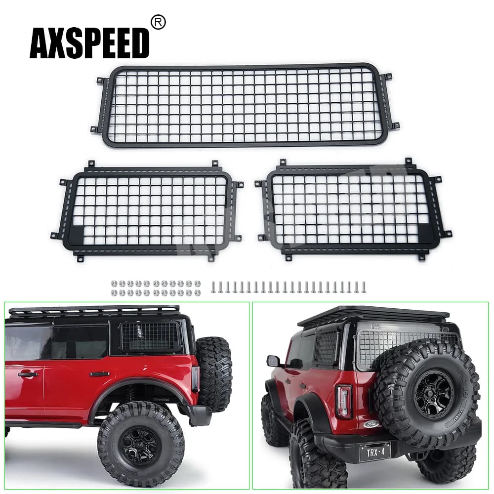 AXSPEED 1Set protezioni per reti protettive in rete metallica per finestre per TRX-4 TRX4 Bronco 1/10 RC Crawler accessori per parti di aggiornamento per auto