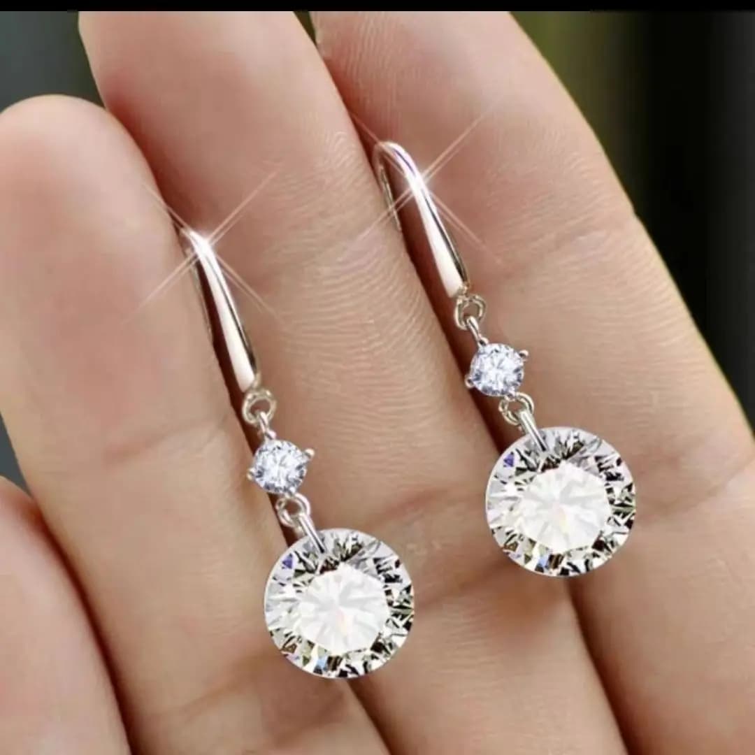 Real Silver 925 D Color 6.5mm Moissanite Diamond Earrings Hook Dangle Earrings Drop For Women Wedding Jewelry Valentine's Day Gift