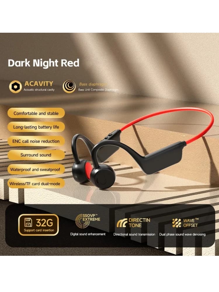 New Bluetooth Earphones Bone Conduction Sports Running Specific Non Ear Wireless Cycling Lightweight Skin Friendly Earphones