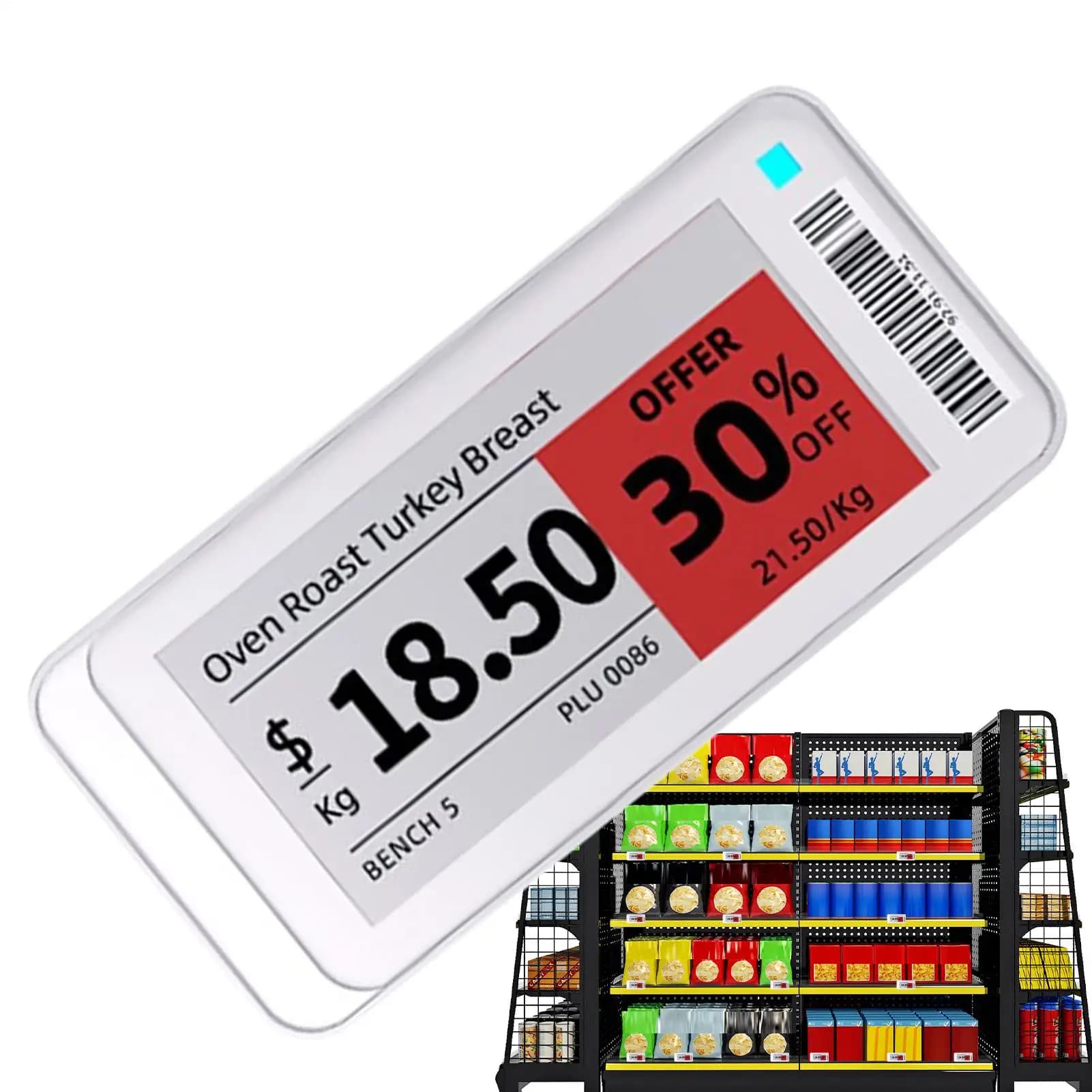 E Ink Display Segnaletica di controllo intelligente elettrica magnetica Etichette per scaffali elettronici Porta etichette per uffici Ristoranti Interni ed esterni