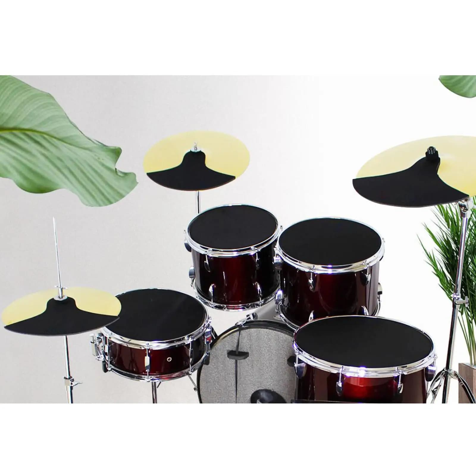 Pad per Batteria in Schiuma e Silicone, Anello Mute per Batteria, Cuscino Nero per Batteria, Piatti per Batteria, per Prove, Pratica Musicale Indoor e Outdoor
