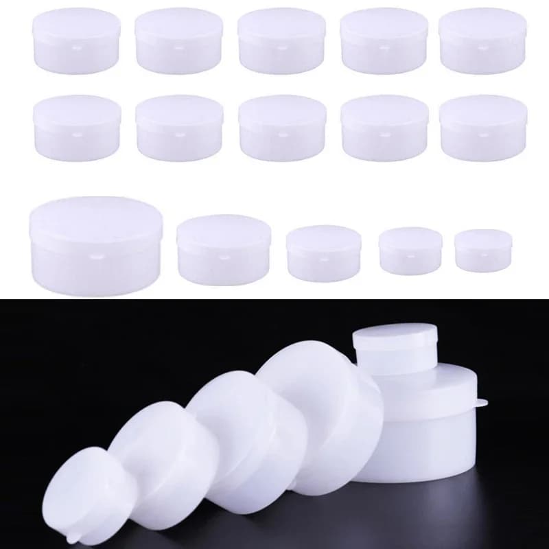 10 pcs 5g-100g White Plastic Empty Cosmetic Vases With Container Covers For Travel Makeup Samples For Face Lip Balmx Umbrella