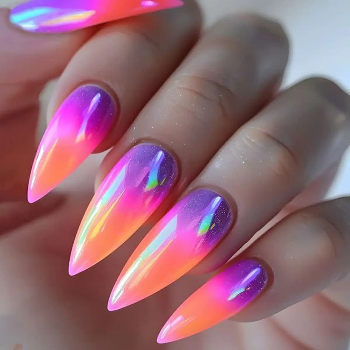 Fake nails of almonds Design shaded colored fingernails detachable fashion long print on nails Manicure wearable total cover 24 pieces