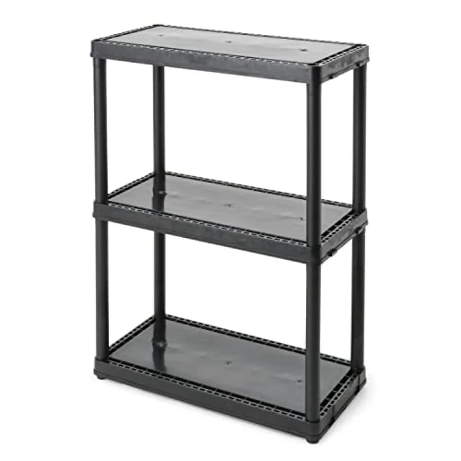 3-Length Fixed Shelves Organization System, 12 x 24 x 33, for Home, Garage, basement, Laundry, Black, Pack of 2