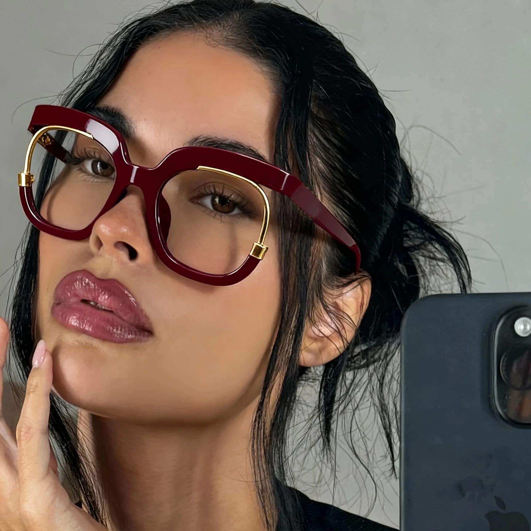 1pc oversized oval frame women's glasses - red fashion transparent lens eyewear, unique and chic retro decorative glasses, perfect for everyday outfits, accessories, and holidays