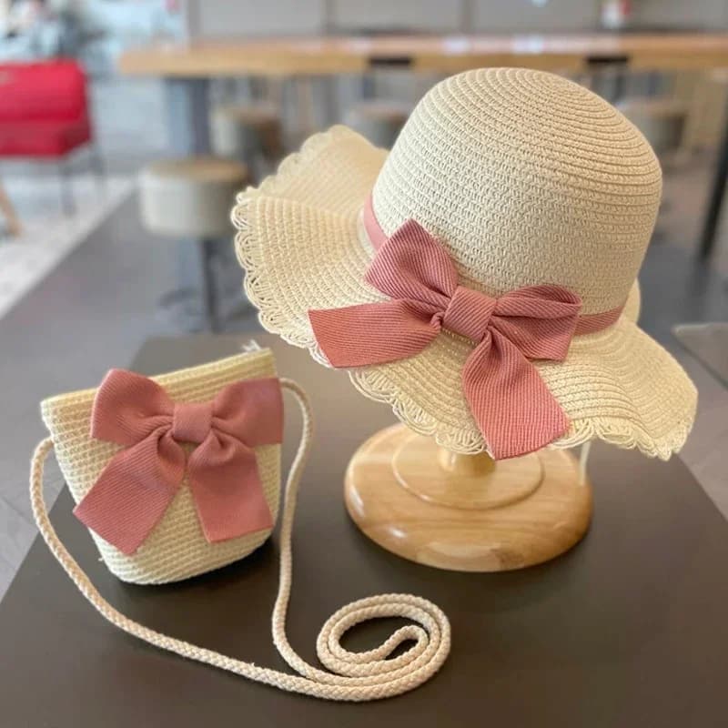 2-7 year old straw sun hat, summer fishing hat for children, solar travel protection, fashionable style