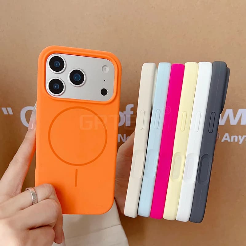 Per la custodia magnetica in silicone liquido Magsafe per iPhone 17 Pro Max 17 AIR 17 Pro Cover posteriore morbida color caramello opaco Bella guscio