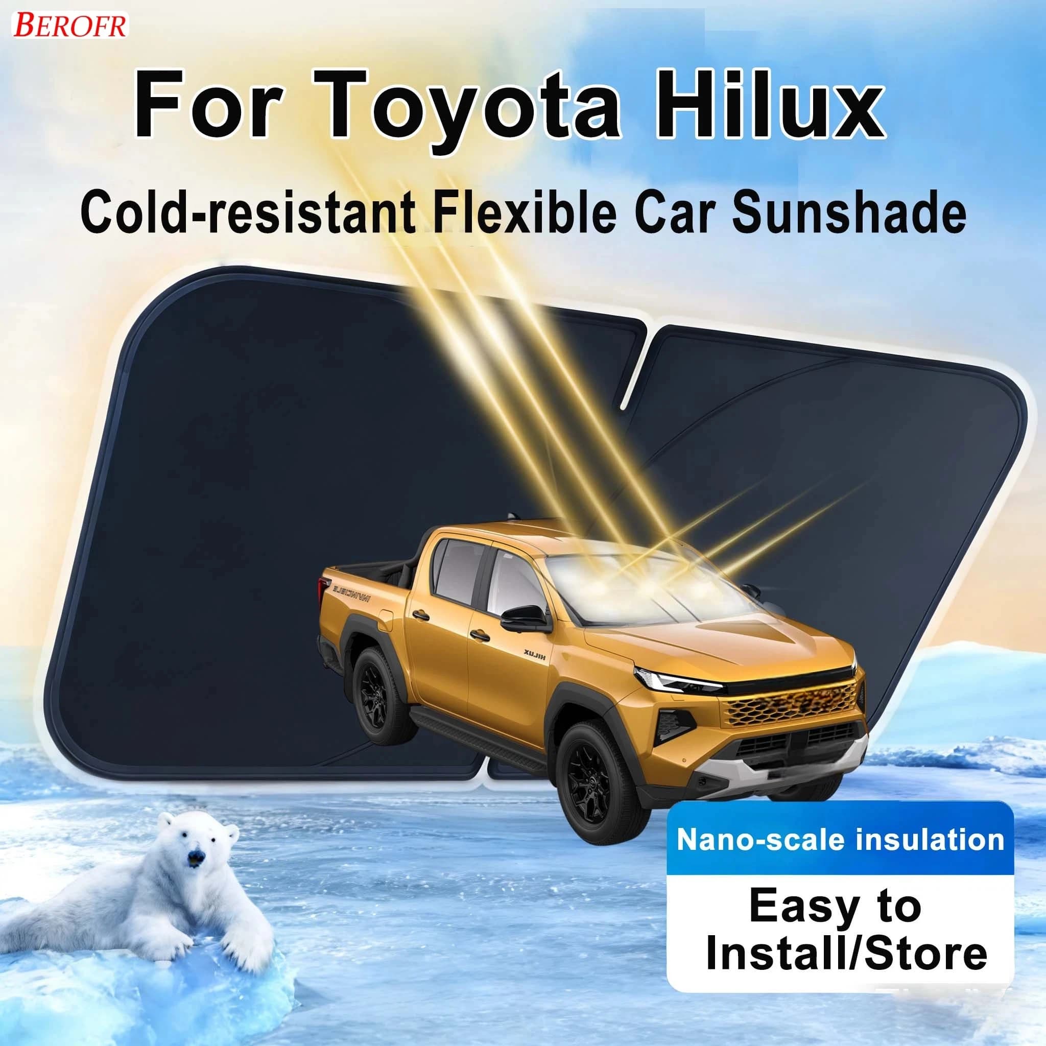 For Toyota Hilux 2022-2026 Car Windshield Sunshade Cover Front Window Sun Shade Heat Insulation Summer Auto Accessories