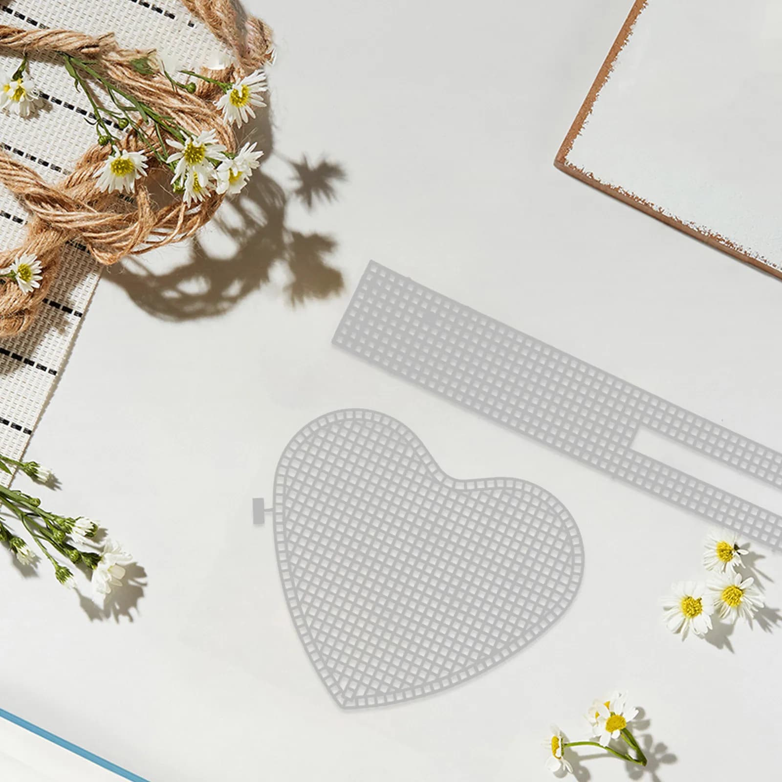 6 Set di Fogli di Plastica a Forma di Cuore per Fondo Borsa all'Uncinetto, Kit per Realizzazione Borse, Base per Intrecciare il Fondo della Borsa