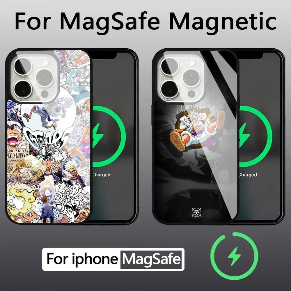 One-Luffys Gear 5- Pieces Phone Case For IPhone 17 16 15 14 13 Pro Max 11 12 Mini Alex Mirror For Magsafe Wireless Charging Cov