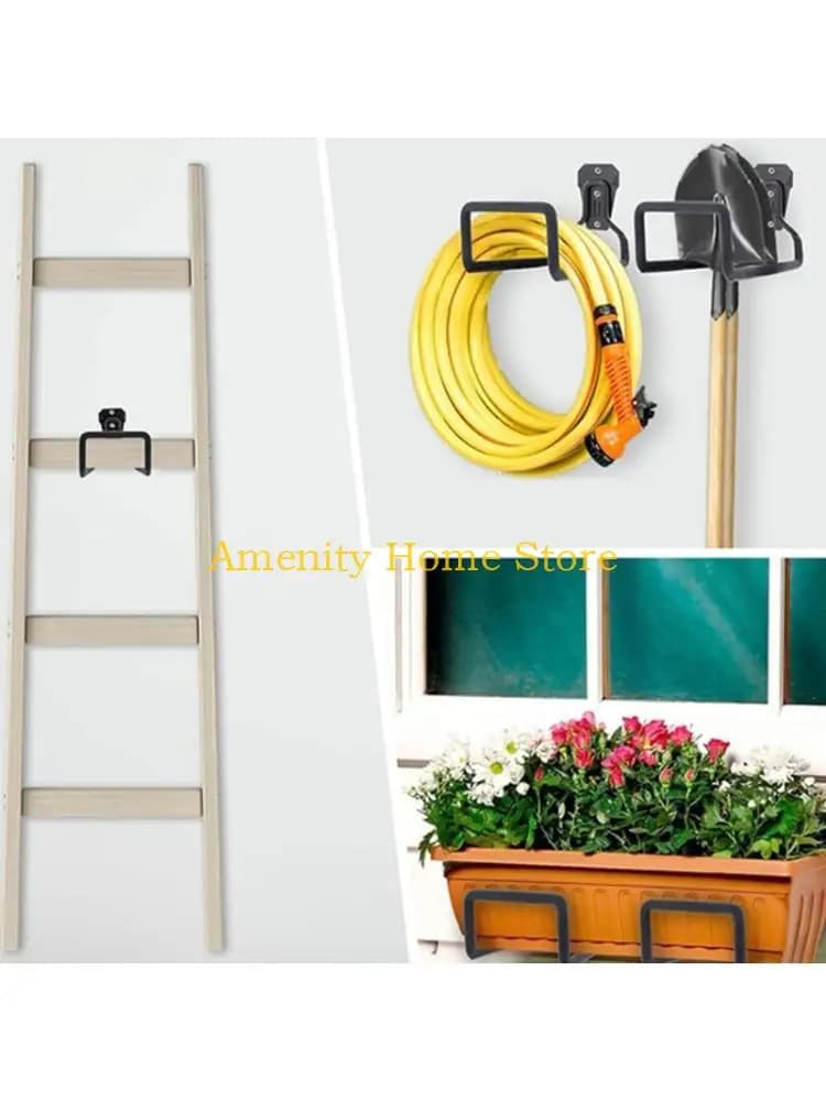 F26C Two Hole Garden Hose Hanger Set Constructed Of Sturdy Iron Ideal For Yard And Outdoor Use