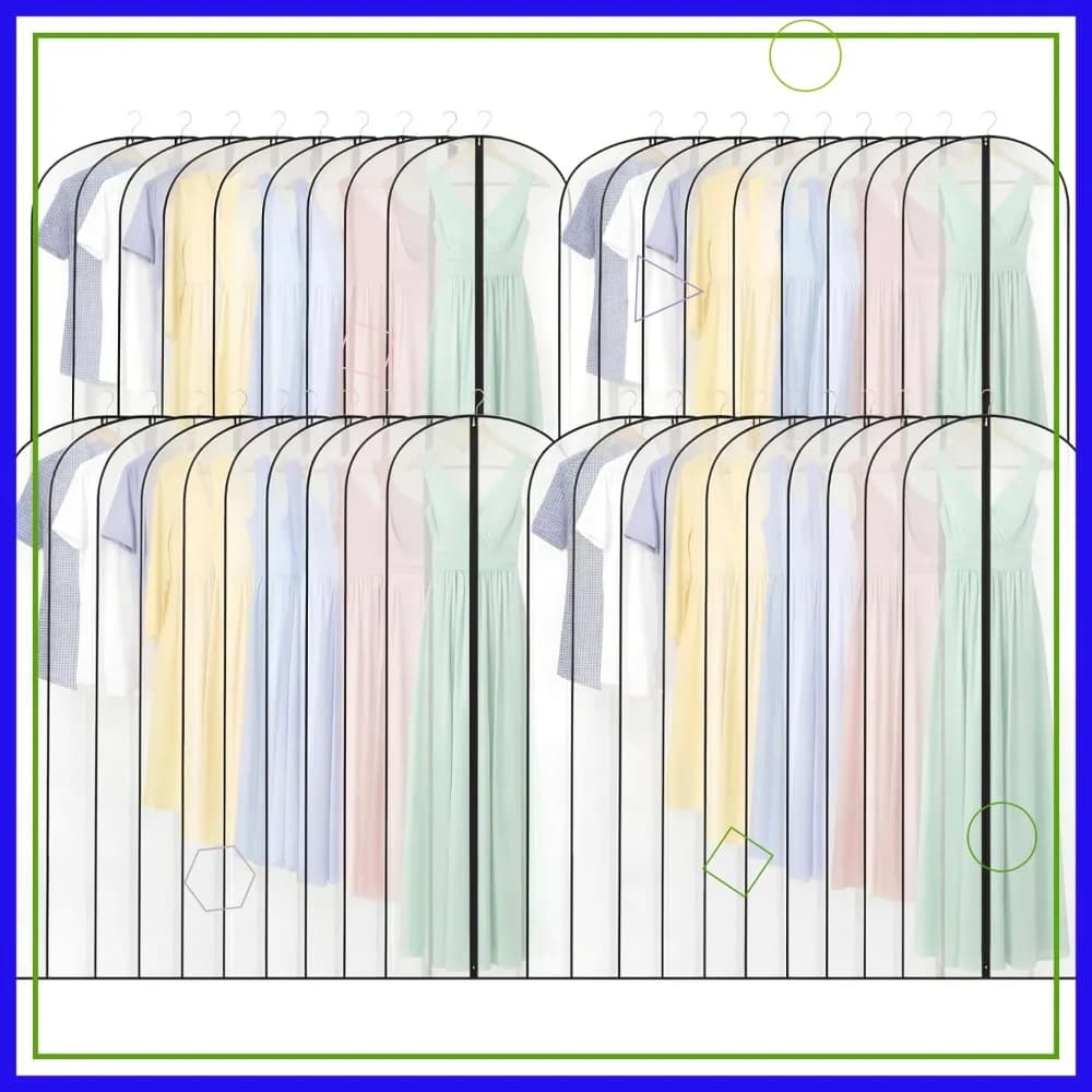 Set di 40 Sacche Porta Abiti da 24x60 Pollici, Custodie Antipolvere per Vestiti Lunghi, Abiti da Sposa, Cappotti e Viaggi