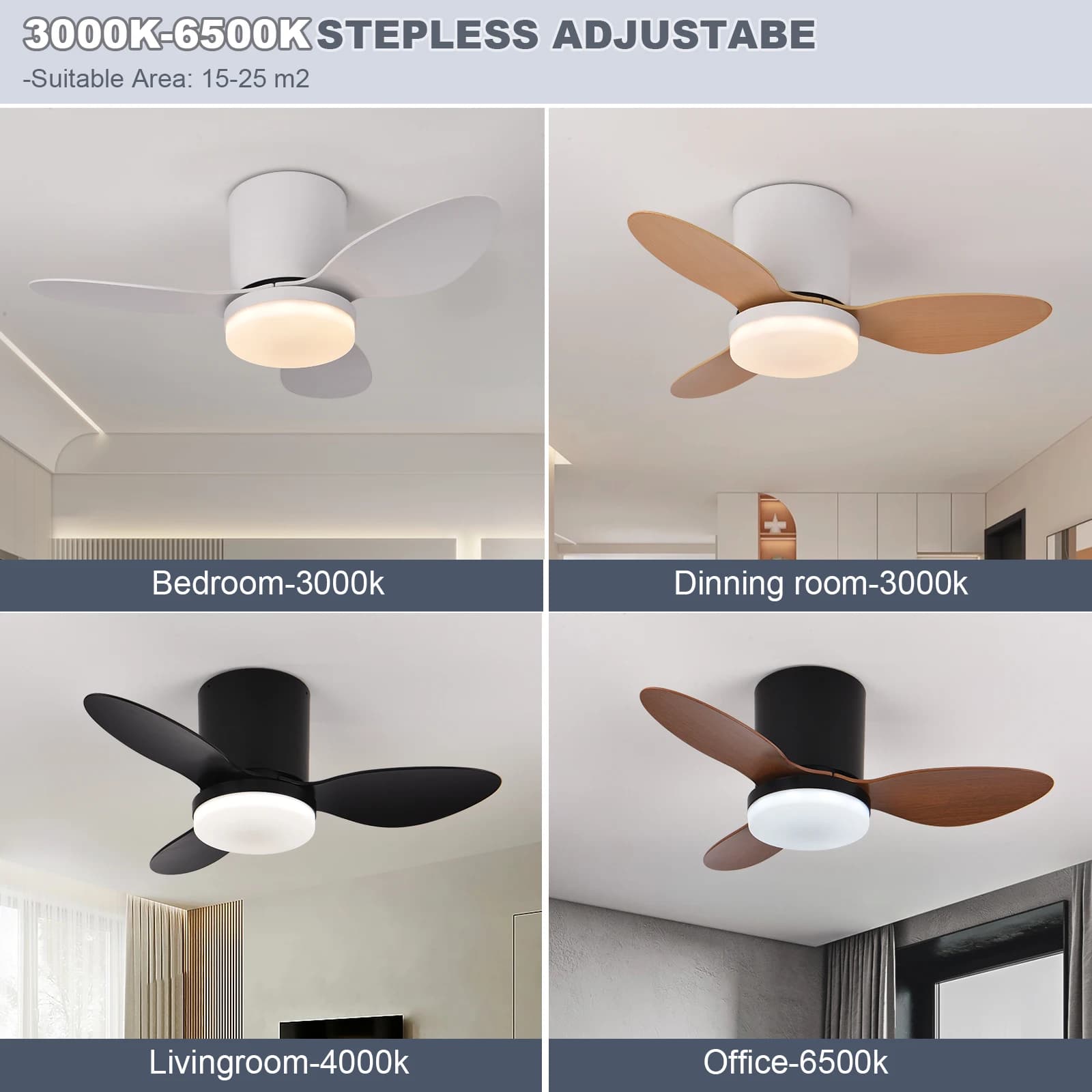 Ventilatore da soffitto moderno a LED Decorazione della stanza Luce decorativa da pavimento basso Luce a risparmio energetico con ventilatore in camera da letto e casa