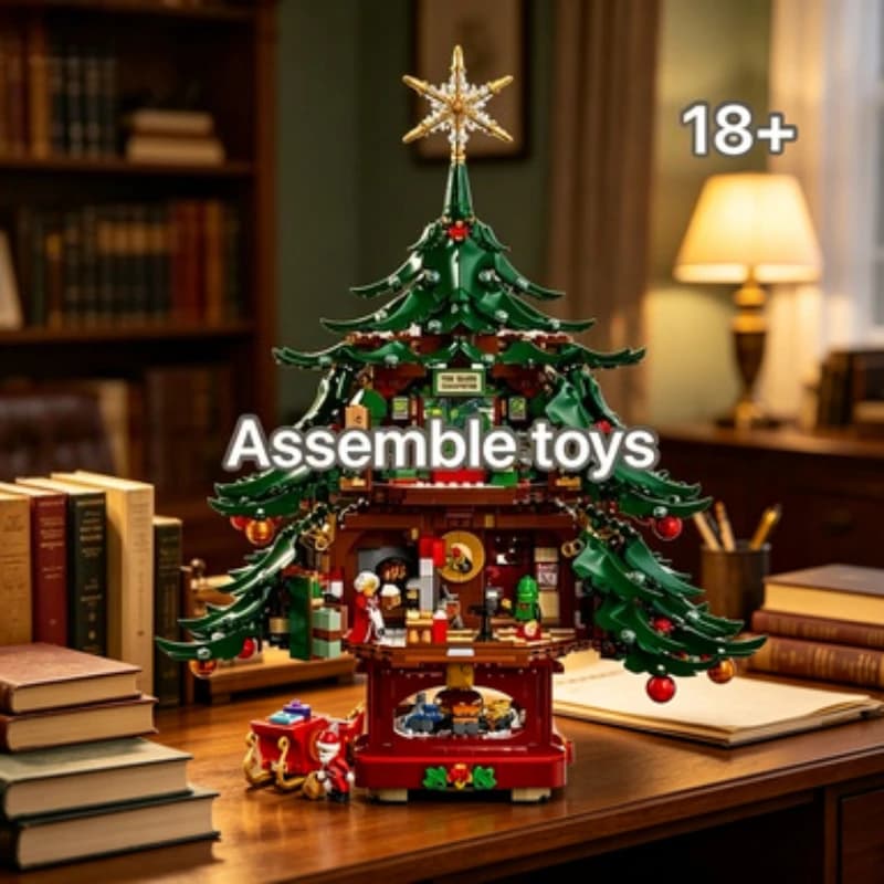 41843 Bandai Set di Mattoncini Famiglia di Babbo Natale da 3171 Pezzi, Decorazione Festiva, Ornamento da Scrivania per Albero di Natale, Compatibile con Mattoncini LEGO