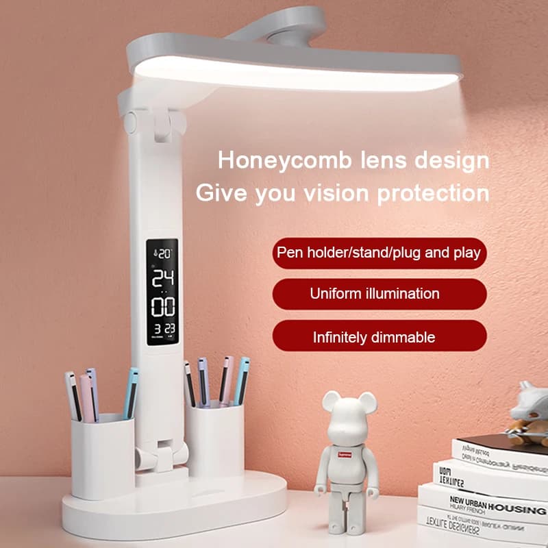 Table lamp with LED watch rechargeable dimmable table lamps USB protection for eyes folding reading table lights night lighting studio lighting