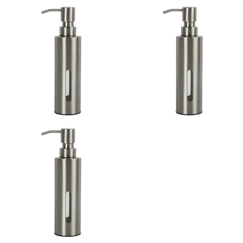 ABFU-3X 7Oz Hand Soap Pump Dispenser For Bathroom, Stainless Steel Dish Soap Dispenser, Rustproof Liquid Pump Bottle
