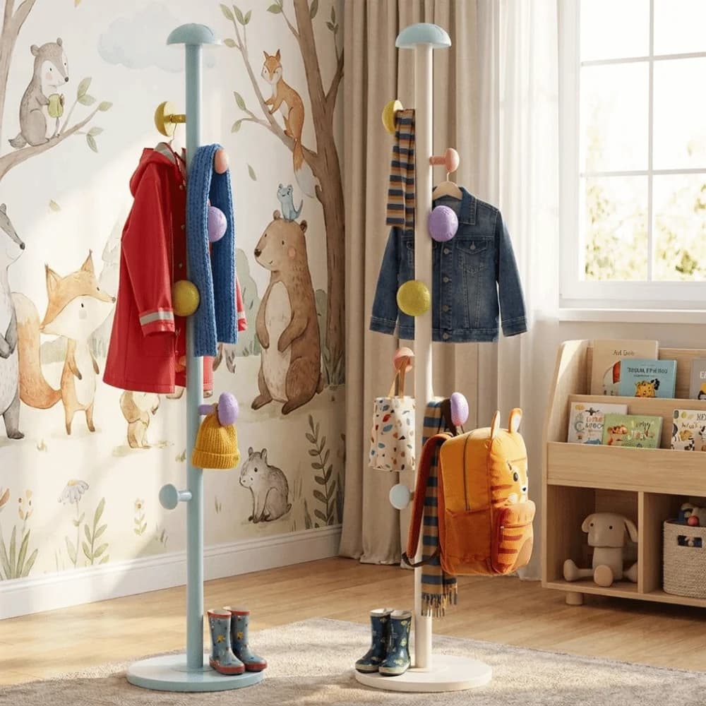 Appendiabiti Multifunzionale a Forma di Fungo, Decorativo e Salvaspazio, Robusto Appendiabiti Verticale Moderno per Bambini