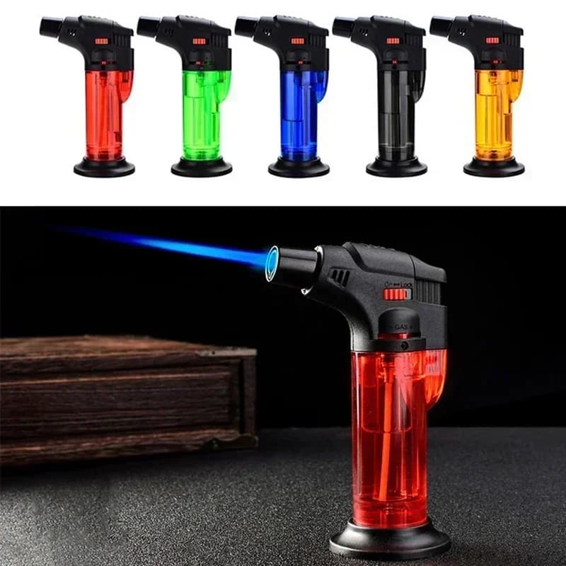 Accendino a Gas Antivento Portatile, Accendino per Sigari Potente Turbo Ricaricabile a Fiamma Jet, Strumento di Accensione per Cucina e BBQ