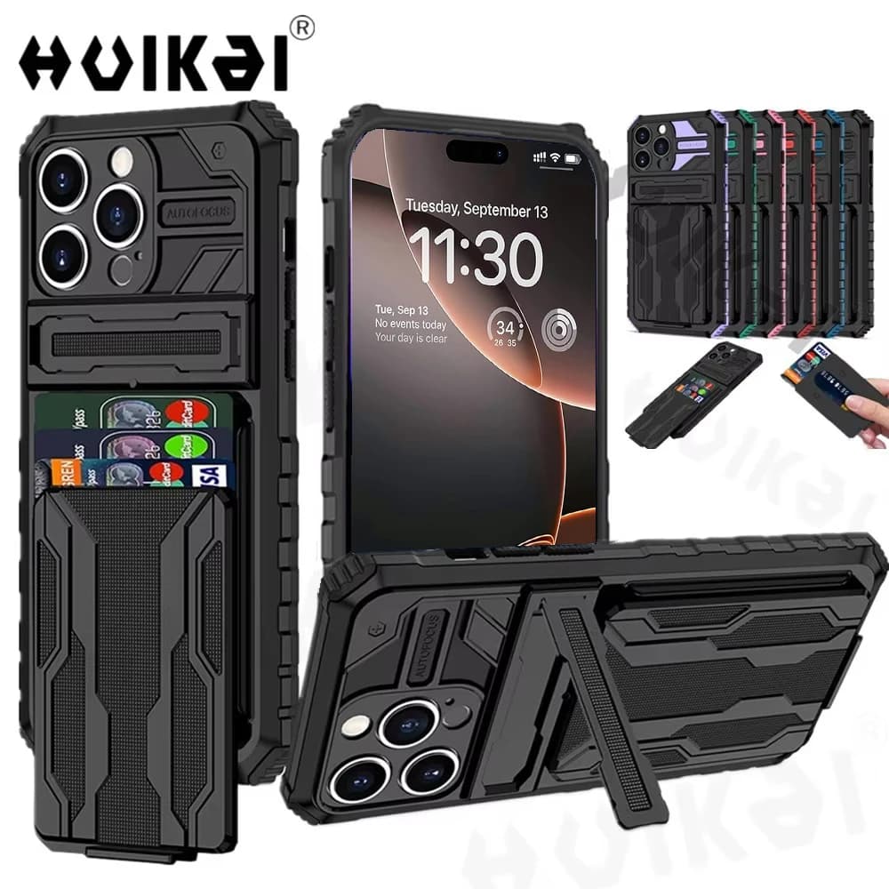 Custodia per iPhone 17 Pro Max 16 iPhone 15 Pro Max 14 Pro 13 12 Porta carte Porta carte Custodia antiurto per telefono ID Cash Credit Pocke Case