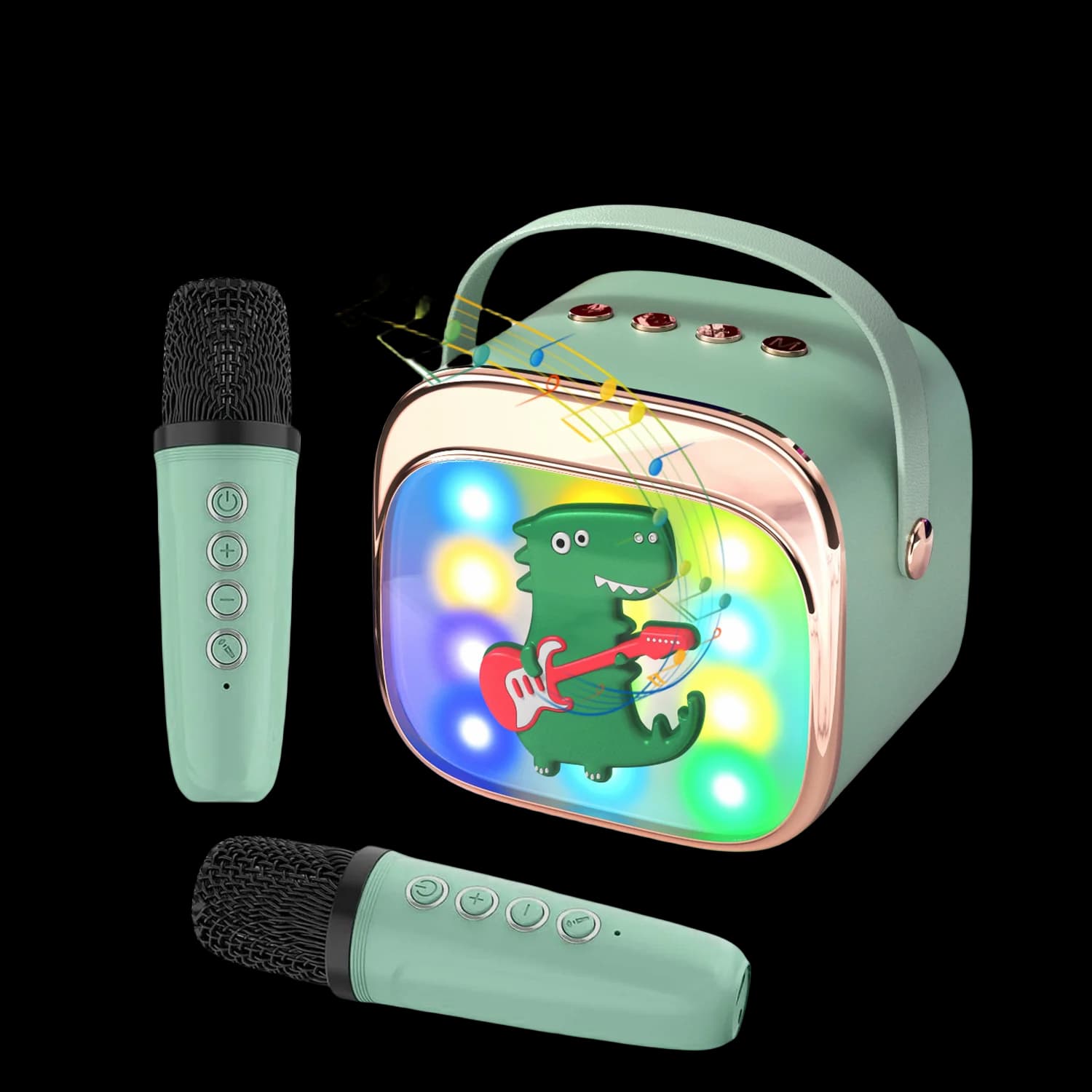 Portable Bluetooth 5.3 Karaoke Machine with 2 Wireless Microphones - Home Family Singing PA Speaker System Kids Gift