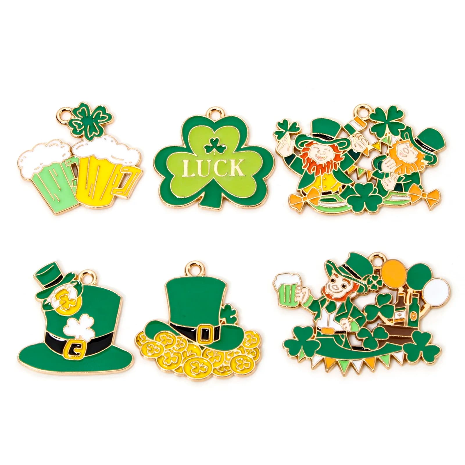 10 pz Nuovo Giorno di San Patrizio Pendenti Multicolor Boccale di Birra Cappello Smalto Pendenti e Ciondoli Collana FAI DA TE Orecchini Per Le Donne Degli Uomini Risultati Dei Gioielli
