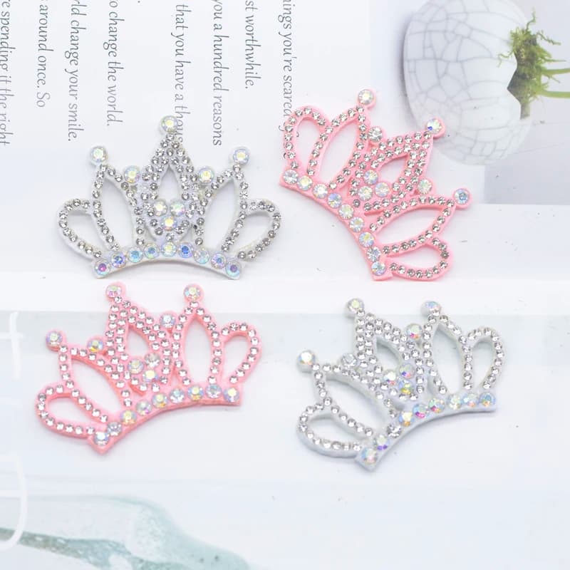10Pcs 54*40mm Padded Rhinestone Crown Appliques for DIY Headwear Hair Clips Decor Clothes Hat Sewing Patches Accessories