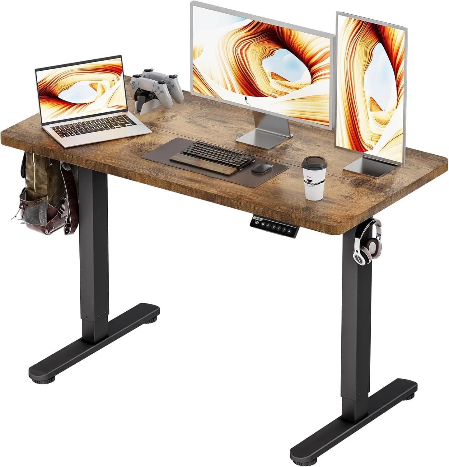 Scrivania Elettrica Regolabile in Altezza - Scrivania per Computer, Ufficio, Gaming, Home Office con Memoria, 48x24 Pollici, Telaio Nero/Ru