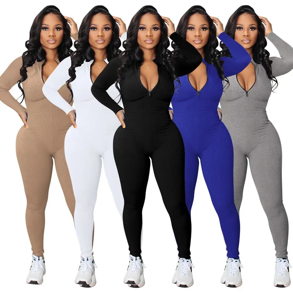 M3112 Tute da donna Body con cerniera a maniche lunghe Set da yoga Completo da palestra Push Up Abbigliamento da allenamento Fitness Abbigliamento sportivo Tuta