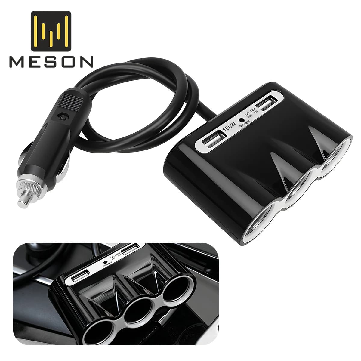 3 in 1 USB Socket 120W Car Cigarette Lighter Splitter 12V 24V Fast Charger Phone Power Adapter for Car DVR GPS Dashcam