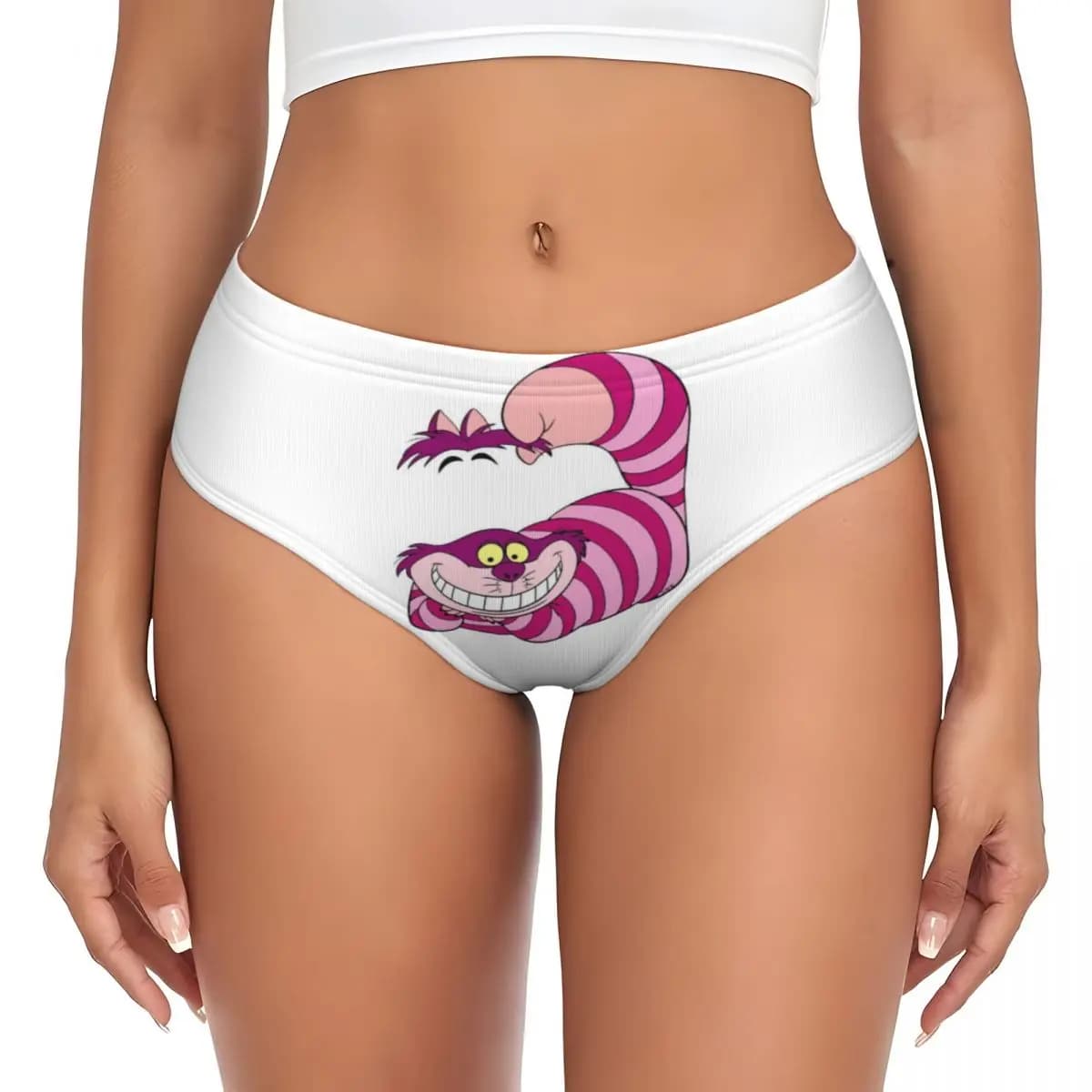 Personalized lawns Alice in Wonderland, breathable underwear stretched by woman with Cheshire cat, Valentine's Day gifts