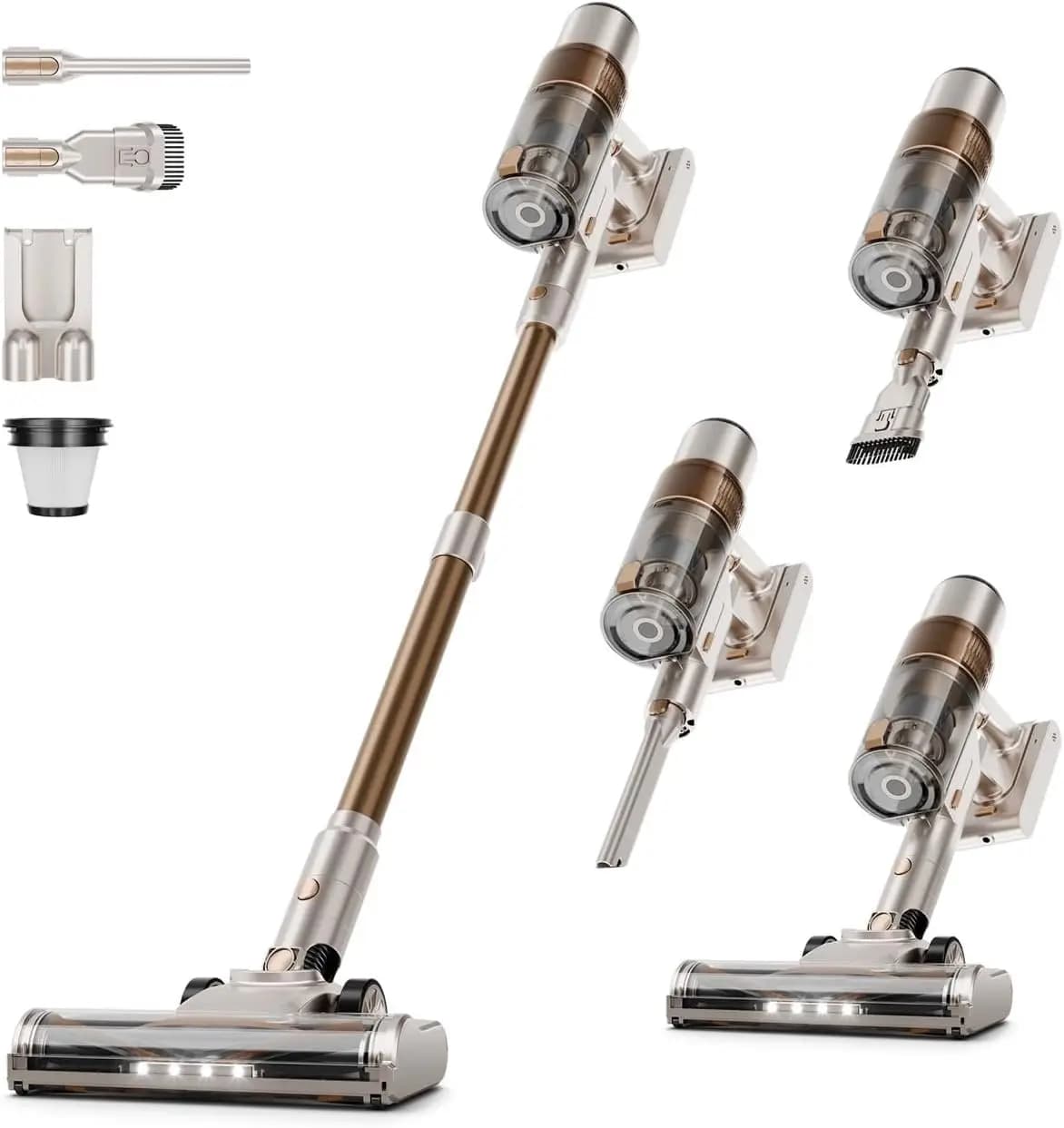 Aspirapolvere Portatile 6-in-1 Senza Fili con Spazzola Anti-Groviglio, Luce LED, Autoportante per Peli di Animali e Pavimenti