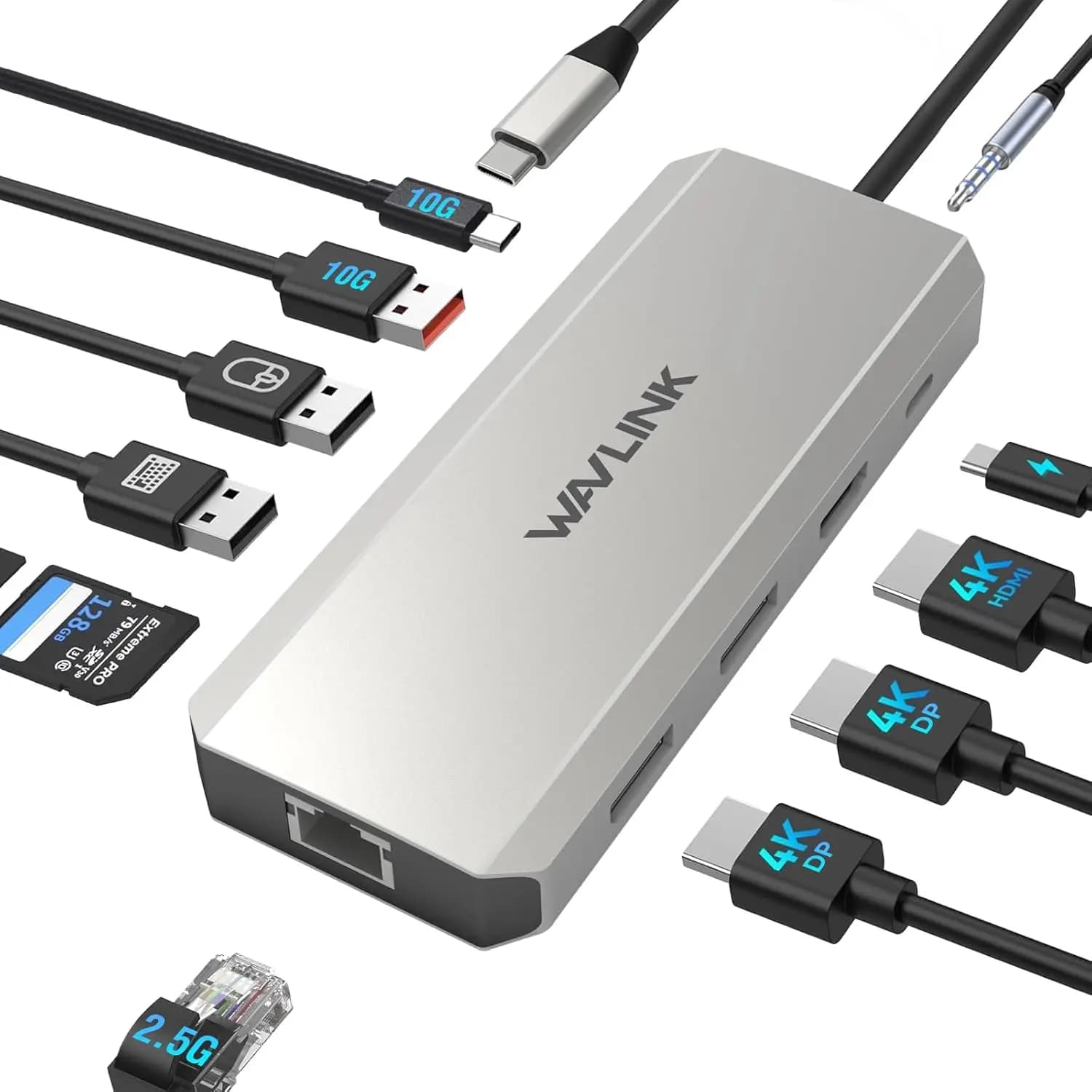 Docking Station per Doppio Monitor con DP, HDMI, 100W PD, USB 10Gbps, Ethernet 2.5G per Laptop Windows