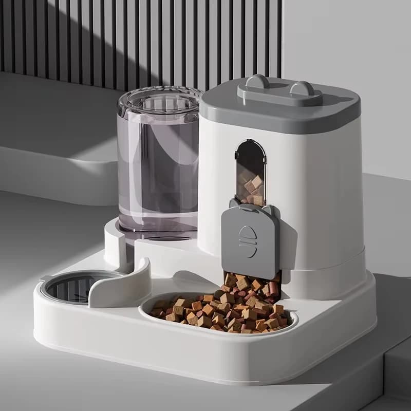 Automatic Cat Feeder Water Dispenser 2-in-1, Spill-Proof Pet Food Bowl, 1.6L Feeder 0.8L Waterer for Small Medium Cats Dogs