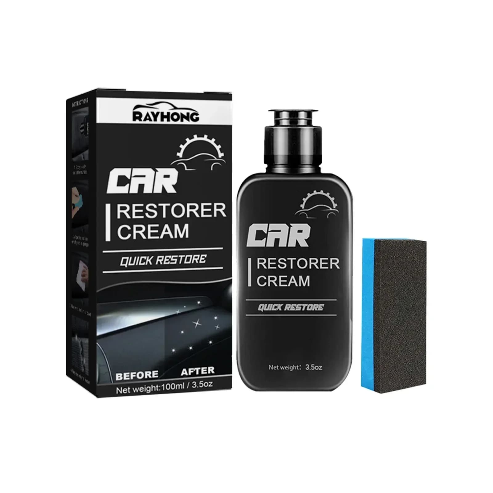 100ml Parti in plastica Agente per ricostruzione Parti in pelle Crema restauratrice per pannelli strumenti in cera con spugna per accessori auto