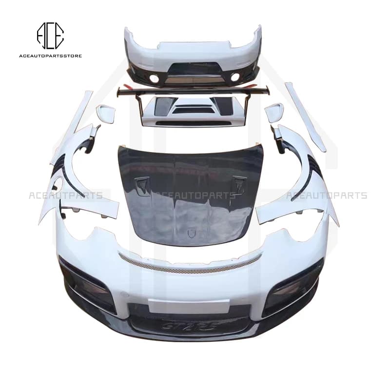 GT2RS Stile Kit carrozzeria in fibra di carbonio FRP Paraurti anteriore posteriore Minigonne laterali Spoiler Parafango cofano motore per Porsche 911 991.1 991.2