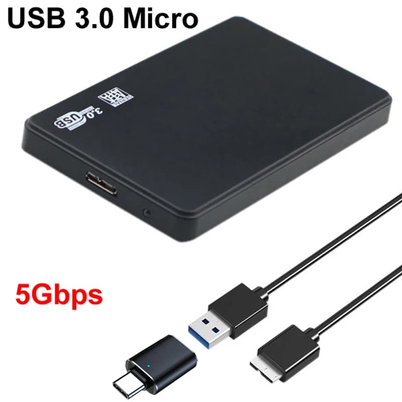 Custodia per HDD USB 3.0 in plastica porta seriale da 2.5 pollici custodia per disco rigido SATA SSD supporto per custodia per HDD esterno da 6TB custodia per LAPTOP
