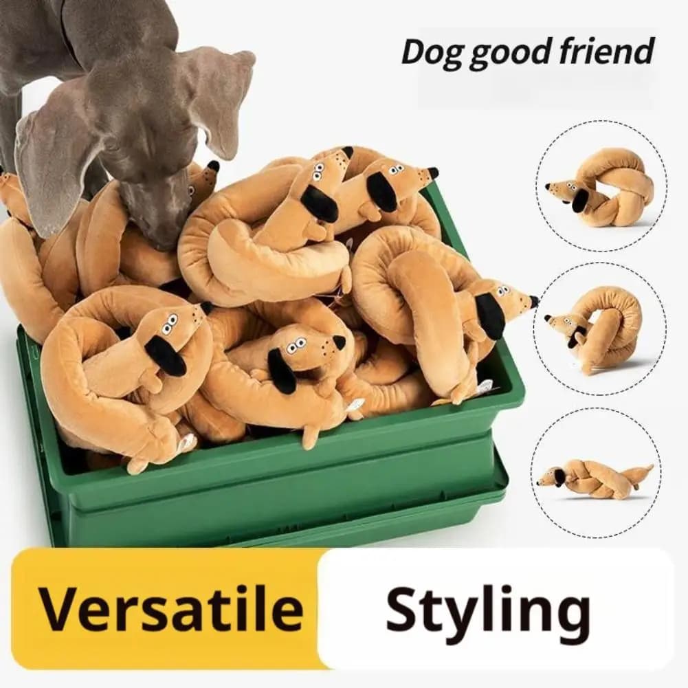 Giocattolo per Cani a Forma di Bassotto, Divertente Peluche a Corpo Lungo con Suono per Gatti e Cani