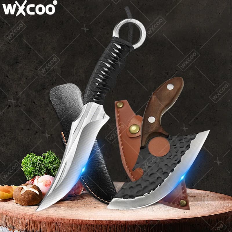 Stainless Steel Butcher Knife Multifunctional Bottle Opener Knife Hand Forged Kitchen Knife Meat Mannaia Kitchen Accessories