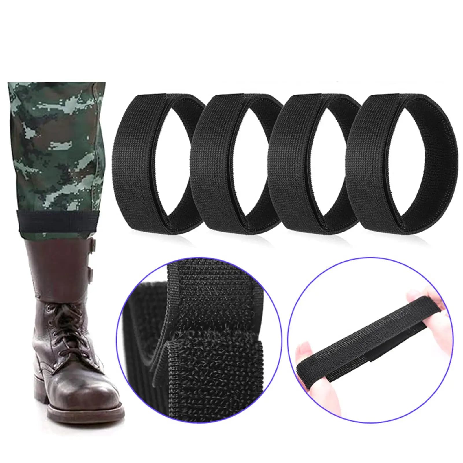 Cinturini Elastici Regolabili per Stivali, Fasce in Nylon per Caviglie, Supporti per Gambe di Pantaloni per Escursionismo, Pesca e Ciclismo