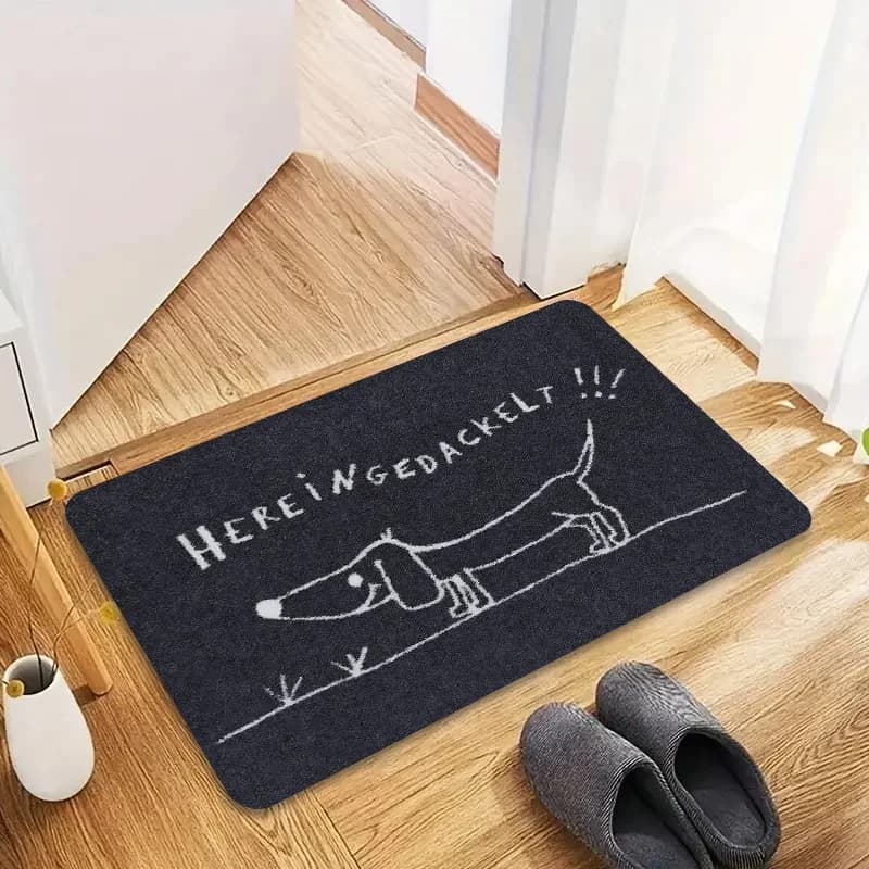 VIKAMA Tappetino per porta Fun Home con cane da compagnia tedesco, stile semplice dipinto a mano, antiscivolo e resistente all'usura, decorazione per la casa