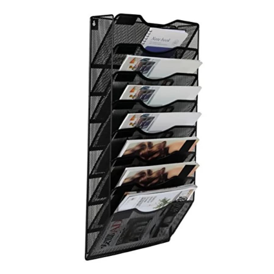 Organizzatore da Parete a 8 Tasche in Rete, Porta Documenti Appeso con Etichette Classificanti, Organizzatore Postale Verticale da Parete per Ufficio